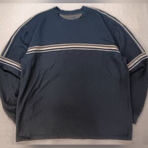 Y2k Xtreme Gear Men's Crewneck Sweater - Navy Blue with Horizontal Stripes XL